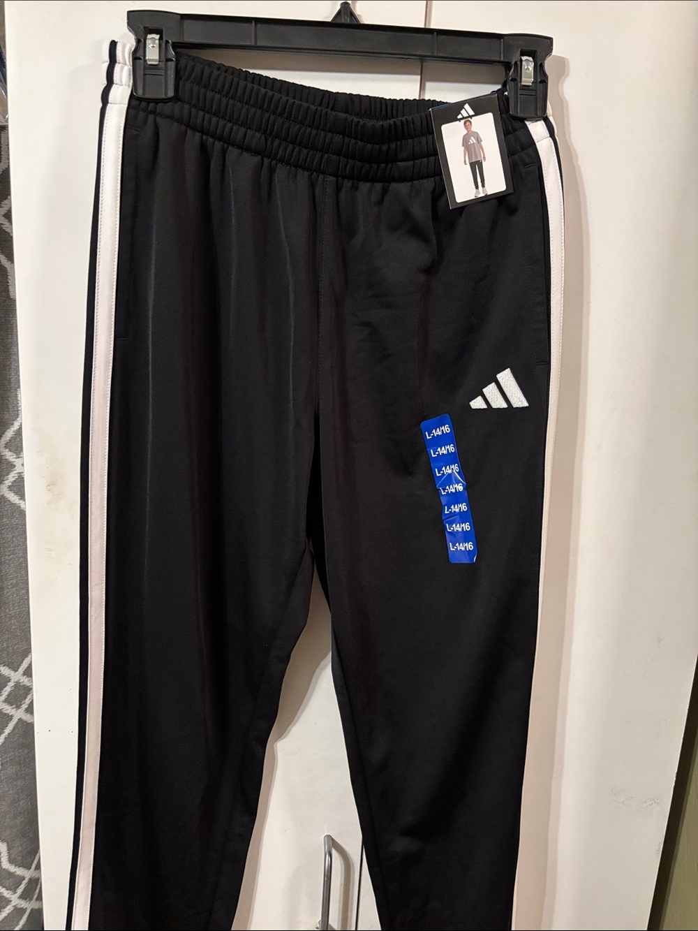 adidas Black Jogger Pants with White Side Stripes